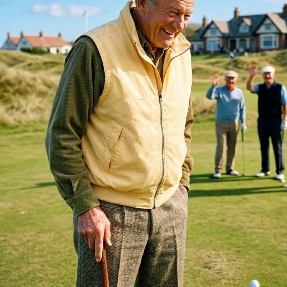 Winner Mate Golf‎ Vest Men L Yellow Full Zip Bomber Style Outerwear Grandpacore